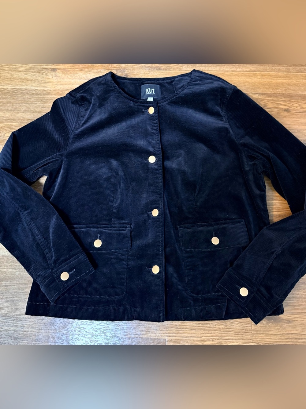 Kut from Kloth black corduroy lightweight jacket preppy comfortable XL EUC